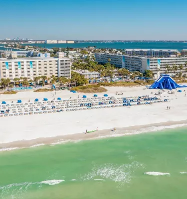 Aerial view of Tradewinds Beach Resort on St. Pete Beach, Florida