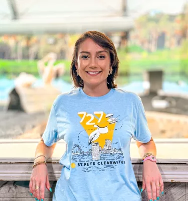 woman wearing 727 day shirt 