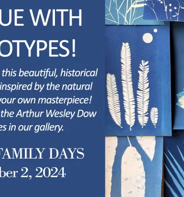 Go Blue With Cyanotypes event flyer poster.