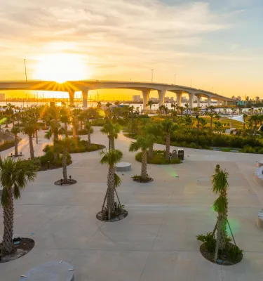 An aerial photo of Coachman Park in Clearwater Florida