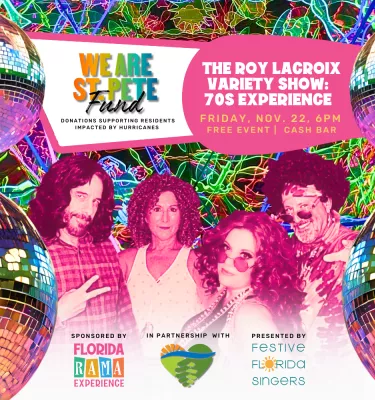 We are St. Pete fund event flyer poster.