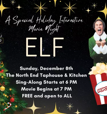 Elf Movie Night event flyer poster.
