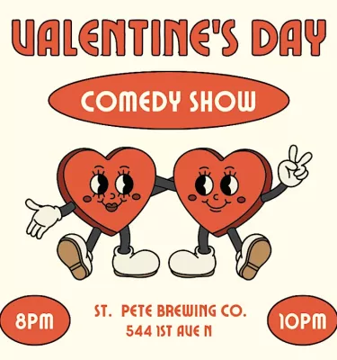 Valentine's Day Comedy Show event flyer poster.