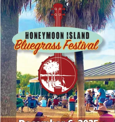 Honeymoon Island Bluegrass Festival 2025 event flyer poster.