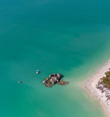 drone shot of island