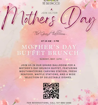 Mother's Day Brunch at The Birchwood event flyer poster.