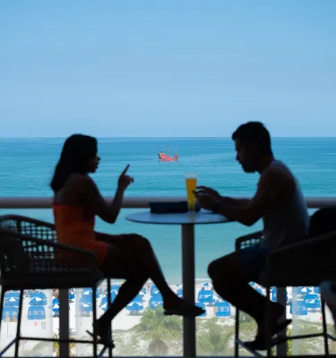 couple eating on rooftop
