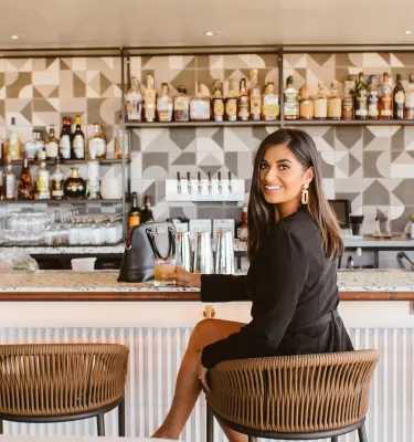 woman at rooftop bar