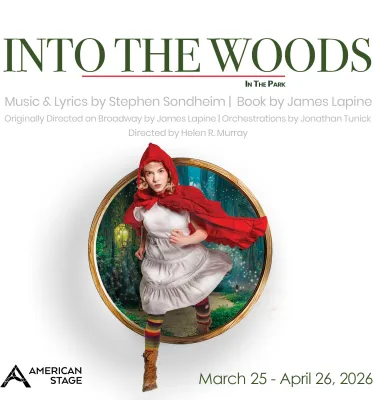 Into the Woods play poster featuring Little Red Riding Hood.