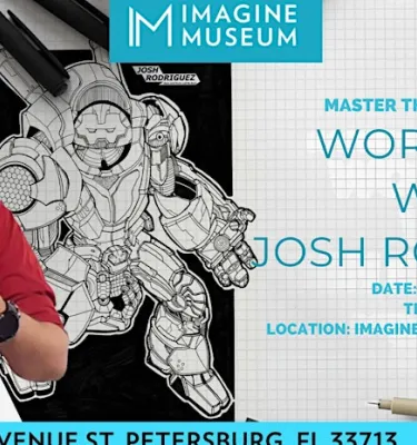 From Sketch to Splash Comic Watercolor Workshop Josh Rodriguez event flyer poster.