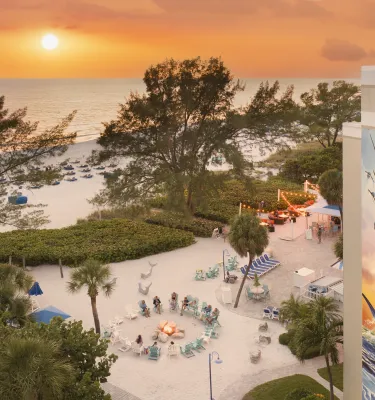 sunset with hotel on the beach