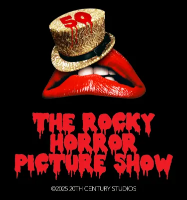 Rocky Horror Picture Show event flyer poster featuring red lips.