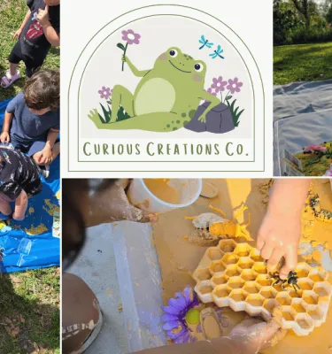 Sensory Saturday featuring kids playing on the ground outside.