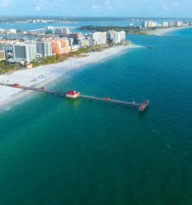 drone shot of Clearwater Beach