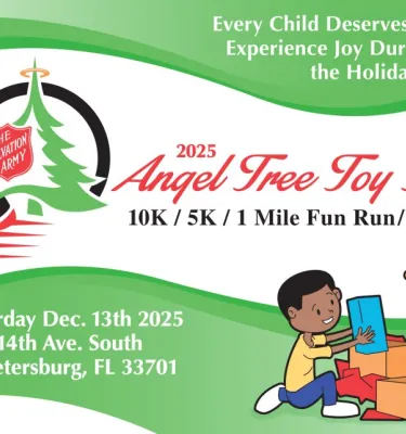 Angel Tree Run 2025 event flyer poster.