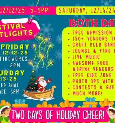 Merry Beach Market event flyer poster.