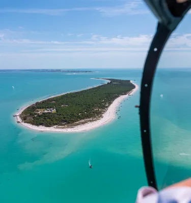 a view of Egmont Key from a helicopter ride
