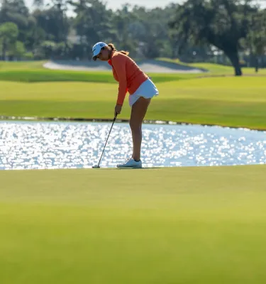 a player gets ready to putt at The Annika LPGA Tournament