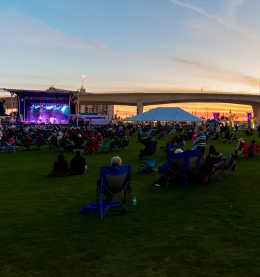 Clearwater Sea-Blues Festival featuring a sunset.