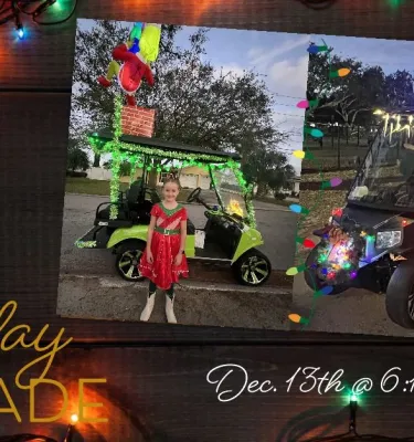 Riviera Bay Holiday Golf Cart Parade event flyer poster.