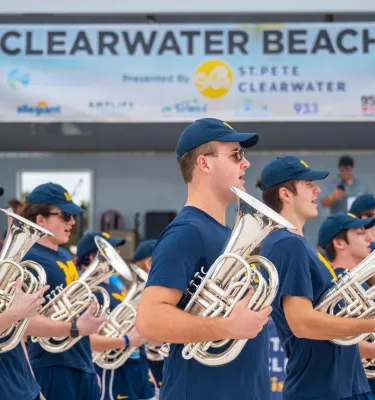 a marching band at the Reliaquest Bowl Clearwater Beach Day 2024