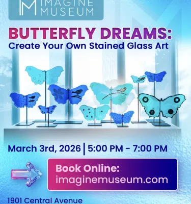 Butterfly Dreams art glass class at Imagine Museum.