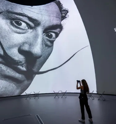 Large screen inside Dali Alive at The Dali Museum in St. Petersburg, Florida.