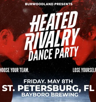 Heated Rivalry Dance Party event flyer poster.