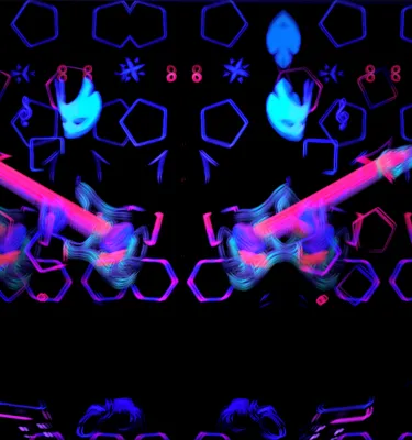 Musician playing guitar under LED lighting.