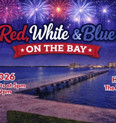 Red White & Blue on the Bay event flyer poster.