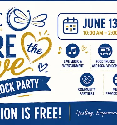 Share the Love Block Party event flyer poster.