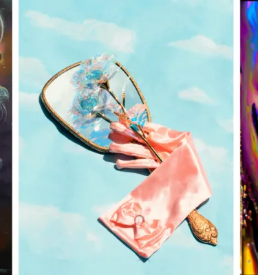 Three unique colorful art pieces to promote the Dali Dozen art event.