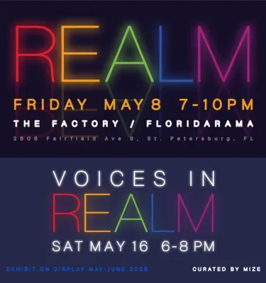 Voices in REALM at FloridaRAMA event flyer poster.