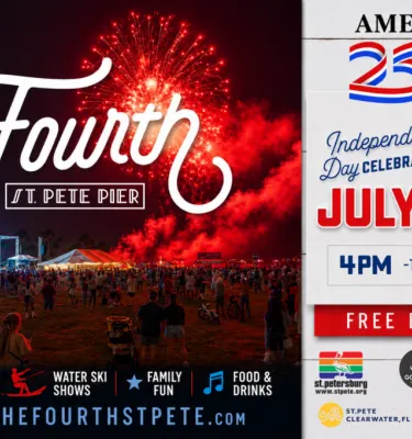 Fourth at the Pier fireworks celebrations for fourth of fly event flyer poster.