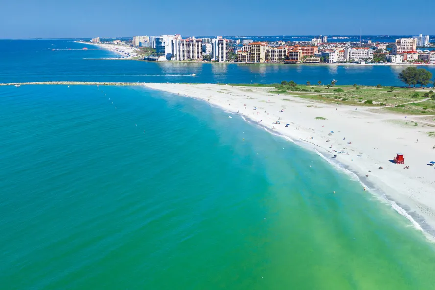 Aerial view of gorgeous Sand Key Beach.