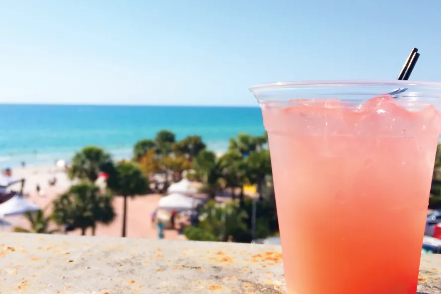 A drink from a beach bar in Pass-a-Grille