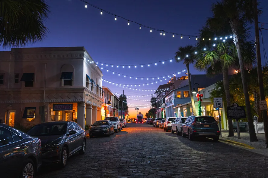 Pass-a-Grille downtown at dusk
