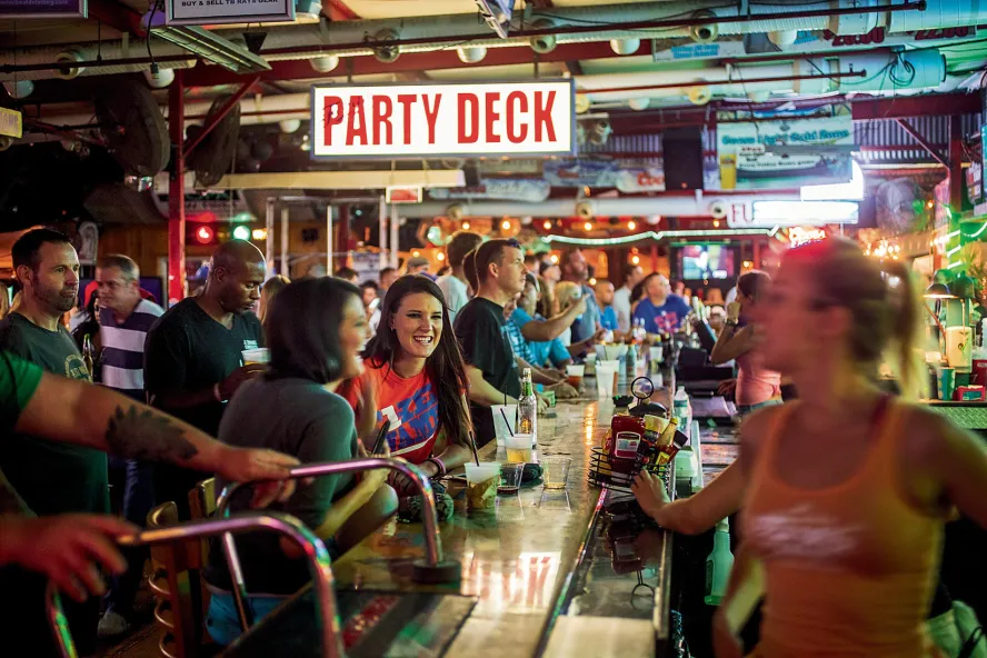 A shot of a crowded Ferg's Bar in downtown St. Pete