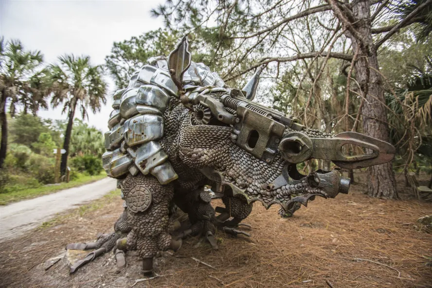A Sculpture of a armadillo at Boy Hill Nature Preserve
