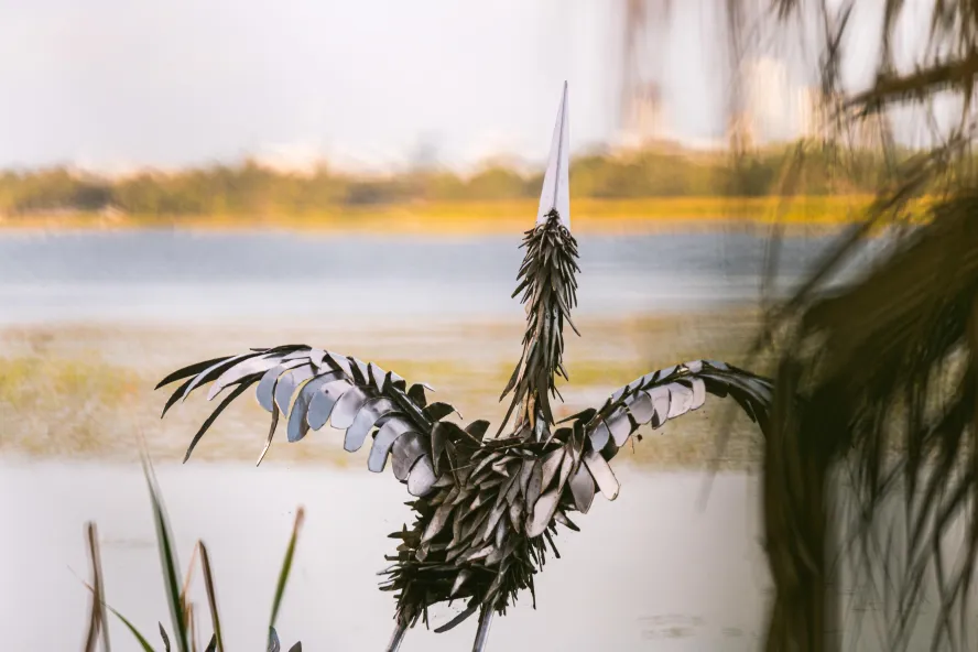 A sculpture of a pelican at Boyd Hill Nature Preserve