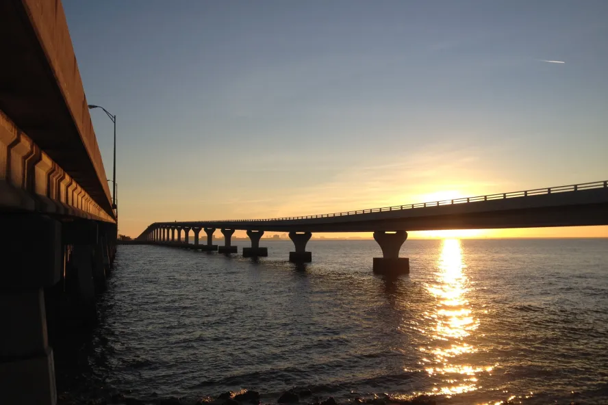 A shot at sunset at the Courtney Campbell Bridge