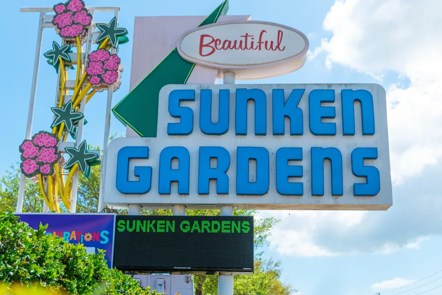 The sign outside of the Sunken Gardens