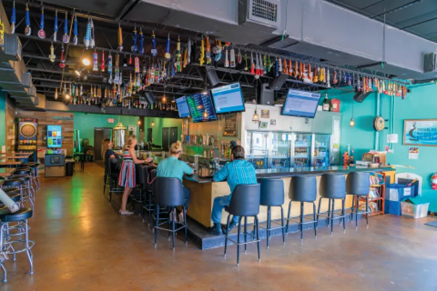 The interior view of Troubled Waters Brewing in Safety Harbor.