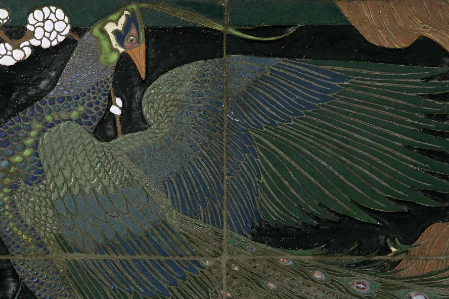 A hand-painted panel from the American Arts and Crafts Movement.