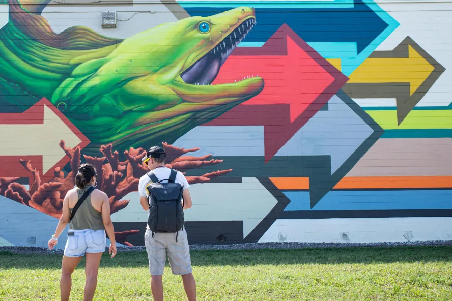 "The 8th Funky Fish Town" Mural by Blaine Fontana and Plastic Birdie, with PangeaSeed Foundation and Sea Walls: Artists for Oceans, Warehouse Arts District