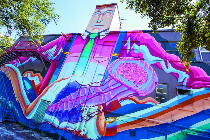 "Time to Think" mural by Derek Donnelly and Sebastian Coolidge, Central Arts District