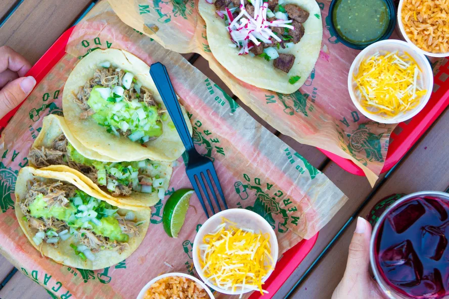 Plates of soft tacos at Red Mesa Mercado Mexican restaurant in St. Pete.