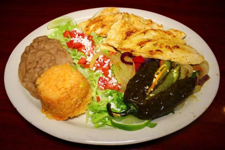 Plate of Mexican cuisine at Los Amigos Dos restaurant in Dunedin, FL