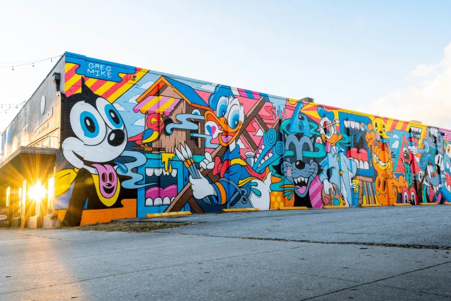 colorful mural of cartoon characters
