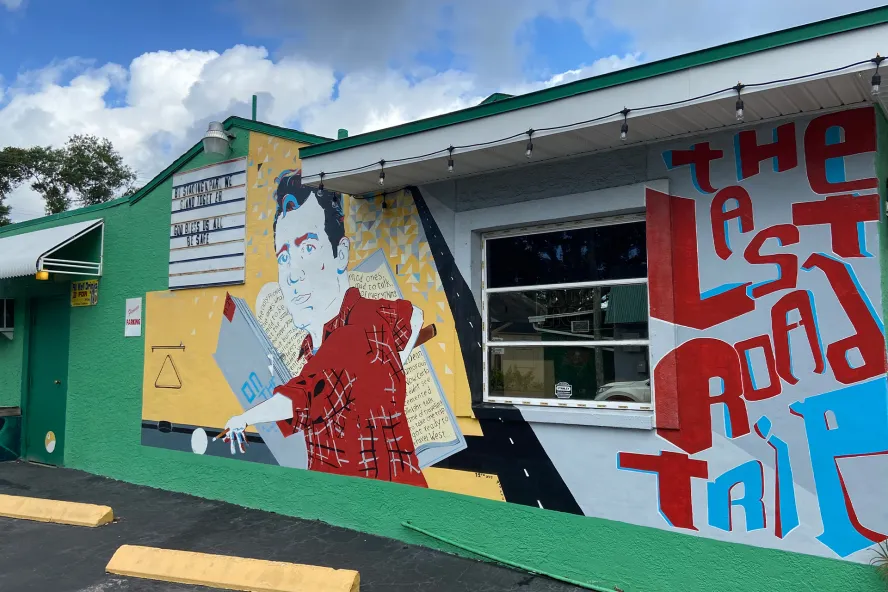 “The Last Road Trip” mural by James Eric Hartzell in the MLK North District featuring a drawing of legendary poet Jack Kerouac. 